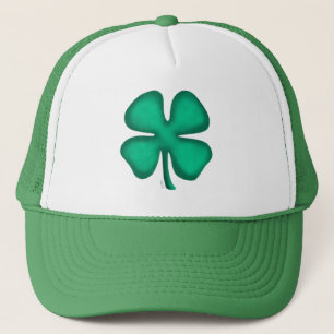 Casquette Chapeau de camionneur vert Lucky 4 Leaf Irish Clov