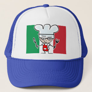 Casquette Chapeau de chef avec drapeau italien et dessin ani