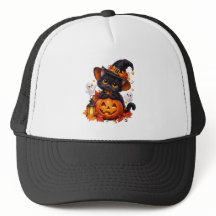 Chapeau de citrouille d'Halloween de chat noir