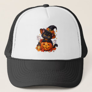 Casquette Chapeau de citrouille d'Halloween de chat noir