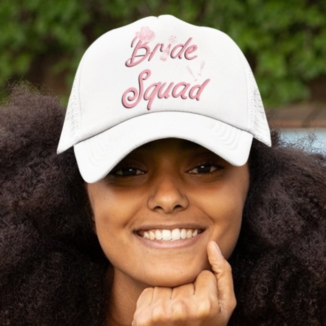 Casquette Chapeau de cowboy rose avec fleurs Bride Squad  (Créateur téléchargé)