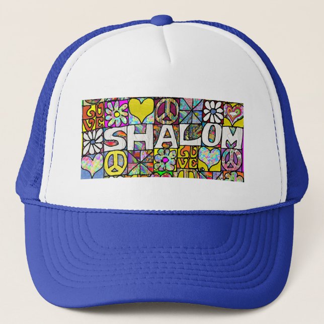 Casquette Chapeau de Trucker Psychedelic Shalom LOVE des ann (Devant)