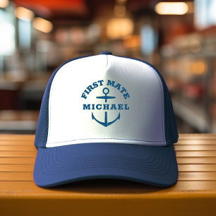 Casquette Chapeau personnalisé First Mate bateau ancre bleu 