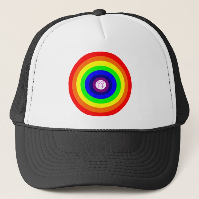 Casquette Chapeau rond arc-en-ciel lesbien (Devant)
