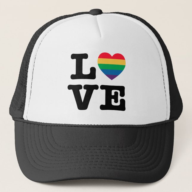 Casquette Chapeau Trucker de la Fierté Coeur Amour (Devant)