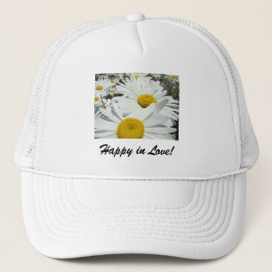 Casquette Chapeaux Fleurs de Pâquerette Blanches Heureux en