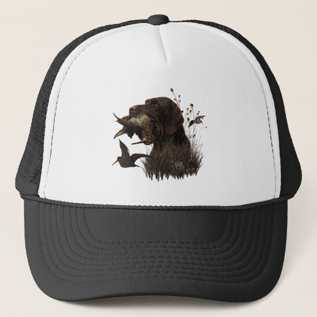 Casquette Chasse en laine avec pointeur À poils durs alleman (Devant)