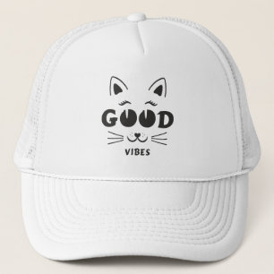 Casquette Chat aux bonnes ondes moderne - Typographie féline