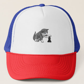 Casquette Chat aux échecs avec pièce d'échecs Évêque