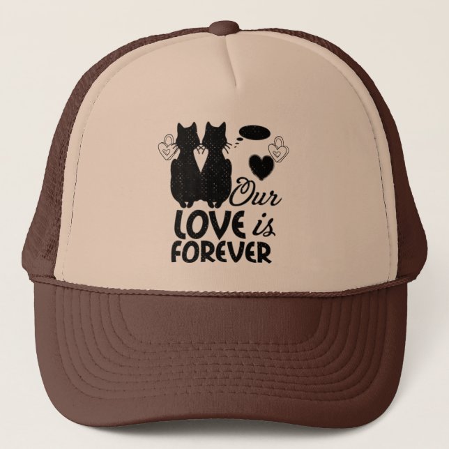 Casquette chat célébrant la Saint Valentin. (Devant)