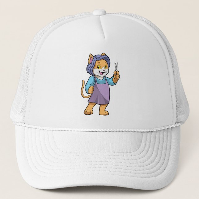 Casquette Chat coiffeur avec ciseaux (Devant)