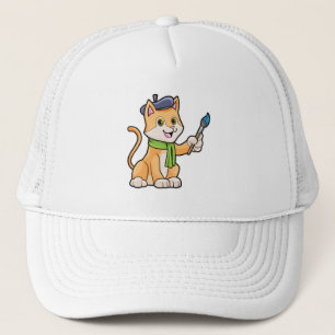 Casquette Chat comme Peintre avec pinceau et écusson