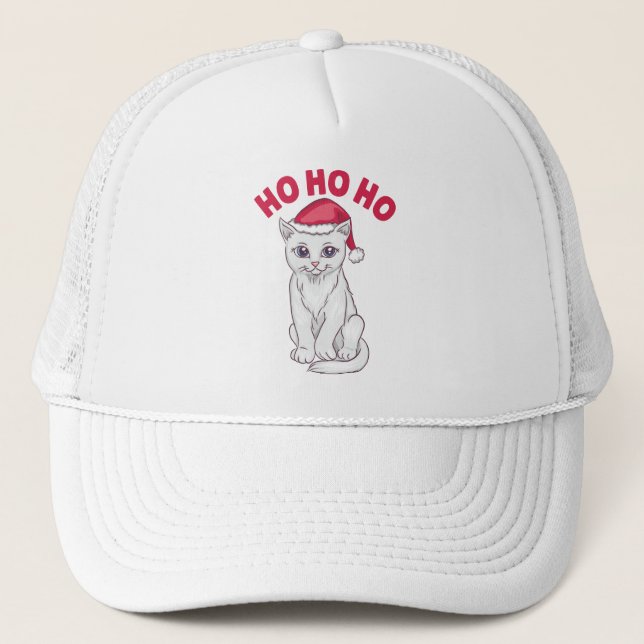Casquette Chat de Noël Ho Ho (Devant)