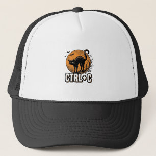 Casquette Chat effrayant CTRL C Conception vectorielle Hallo
