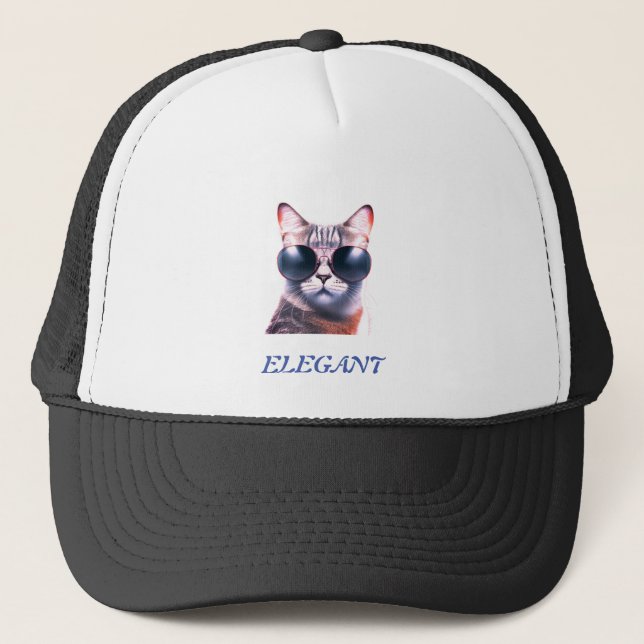 Casquette chat élégant avec lunettes de soleil Chapeau de ca (Devant)