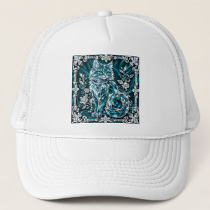 Casquette Chat en cristal de turquoise de luxe Cadre en ar