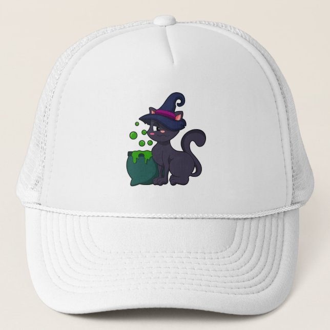 Casquette Chat en sorcière avec Cauldron (Devant)