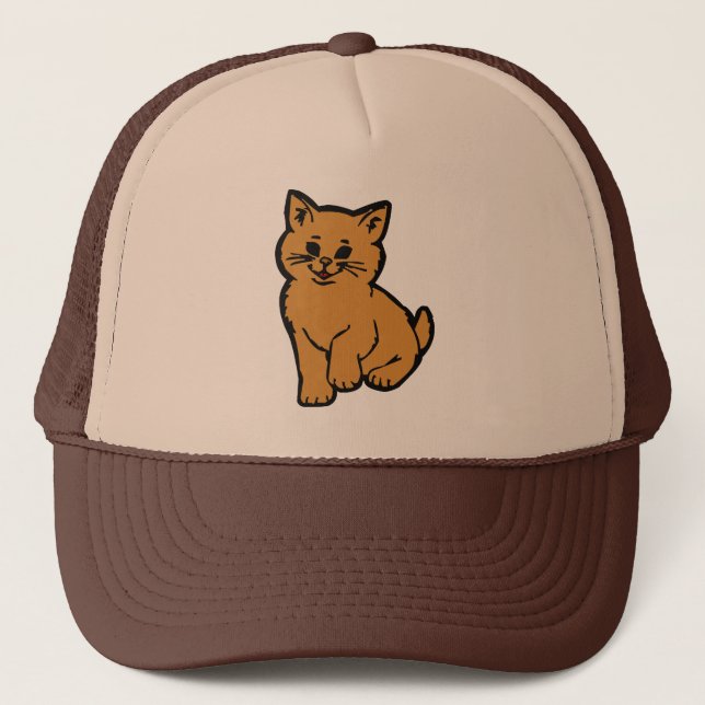 Casquette Chat gonflé - orange (Devant)