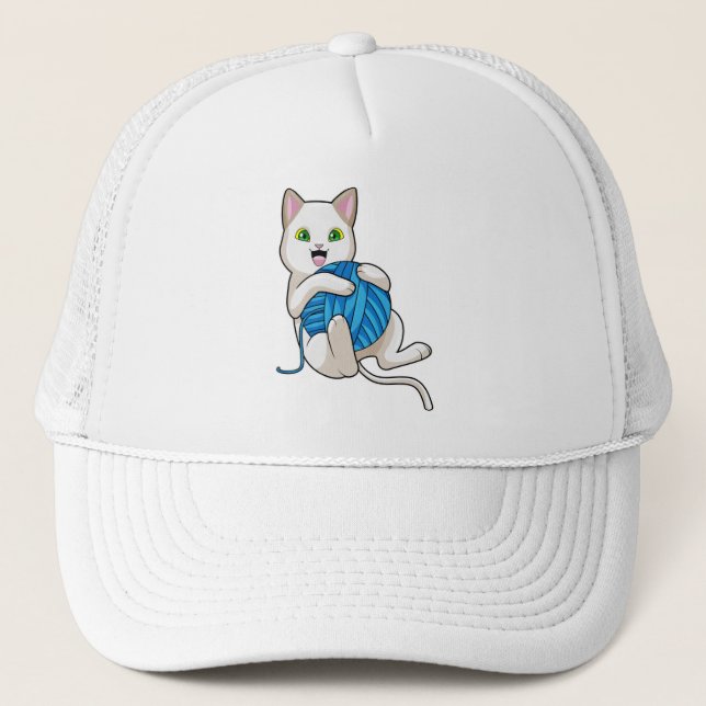 Casquette Chat Jouer de la laine (Devant)