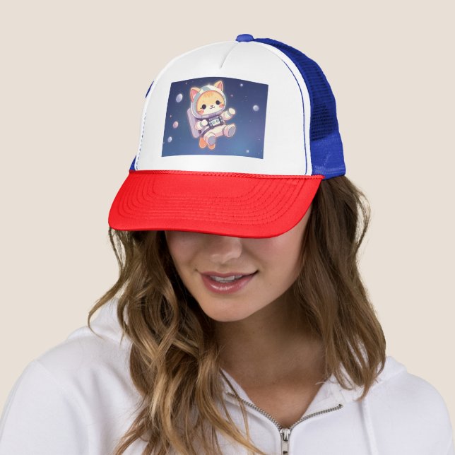 Casquette Chat mignon dans l'espace (En situation)