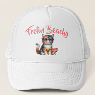 Casquette Chat Mignon qui se Sent à la Plage