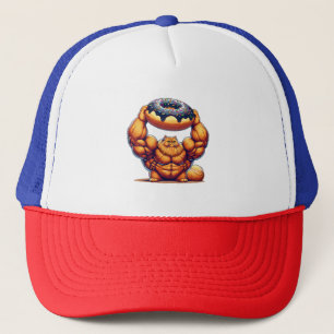 Casquette Chat Musclé qui Soulève un Beignet