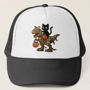 Casquette Chat noir chevauchant un T-Rex momie – Dino Hallow