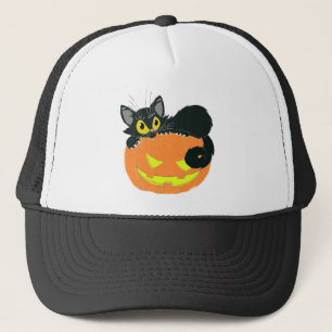 Casquette Chat noir d'Halloween et Citrouille