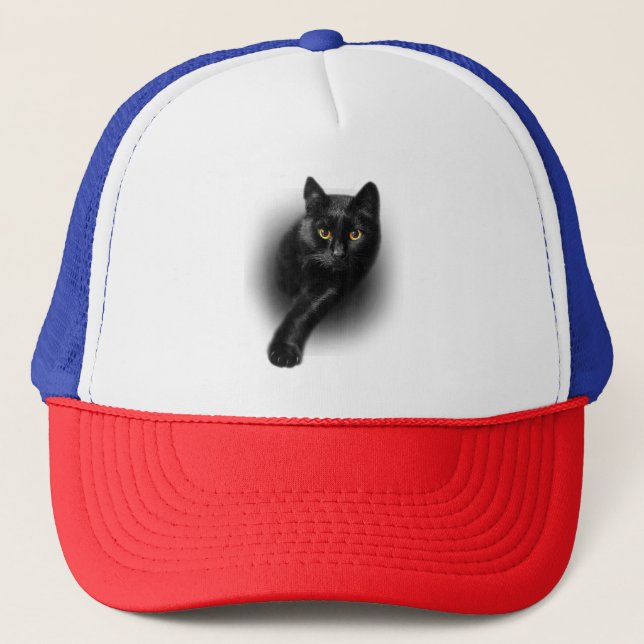 Casquette Chat noir Yellow Eyes T-shirt Chats Tee (Devant)