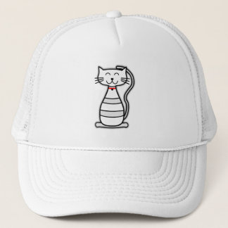 Casquette chat rouge gris noir heureux blanc dessin animé ki