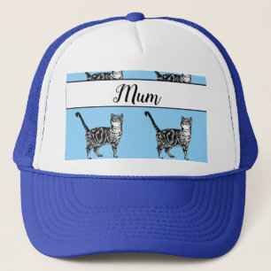 Casquette Chat tabby blanc bleu bébé Maman Fantaisie