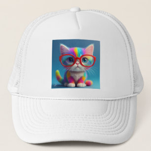 Casquette Chaton arc-en-ciel portant des lunettes-46568