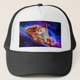 Casquette Chats dans la pizza spatiale