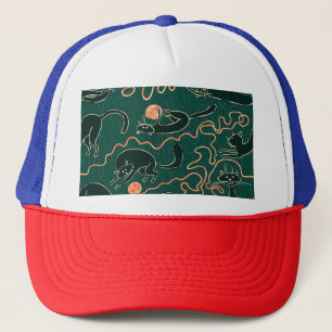 Casquette Chats Vintages : Doodle Motif transparent
