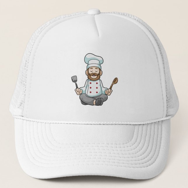 Casquette Chef avec tablier de Cuisine au Yoga (Devant)