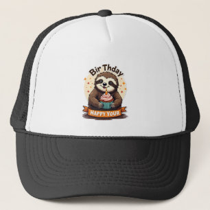 Casquette Chemise d'anniversaire de paresseux gâteau vintage