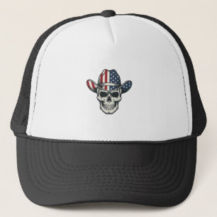 Casquette Chemise de gravure vintage de crâne de cowboy patr