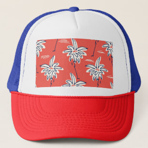 Casquette Chemise de plage hawaïenne, motif de doodle palm.