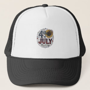 Casquette Chemise Fleur de Tournesol Patriotique 4 Juillet V