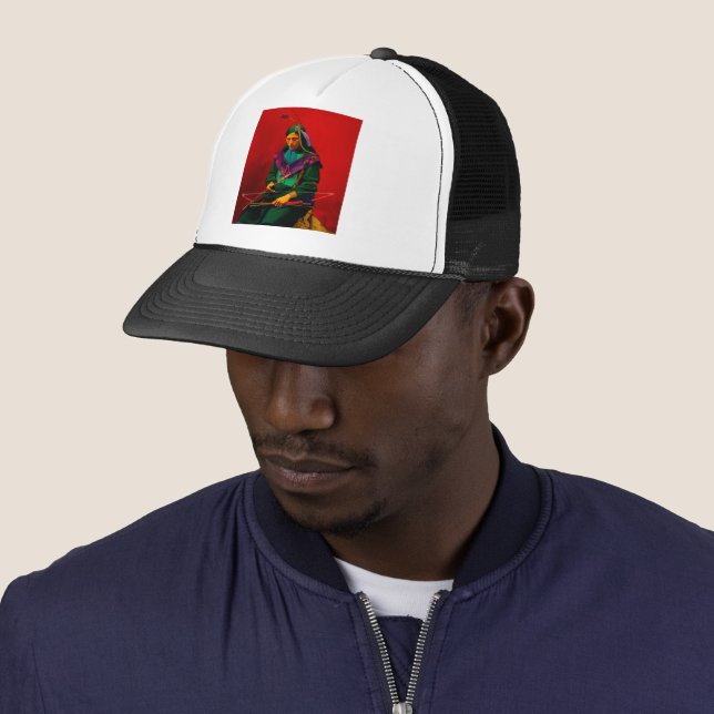 Casquette Cherokee Native American Pop Art Trucker Chapeau (En situation)