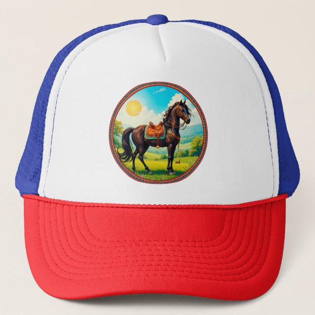 Casquette Cheval avec fond vibrant (Devant)