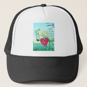 Casquette Cheval Blanc Coeur Rouge Saint Valentin