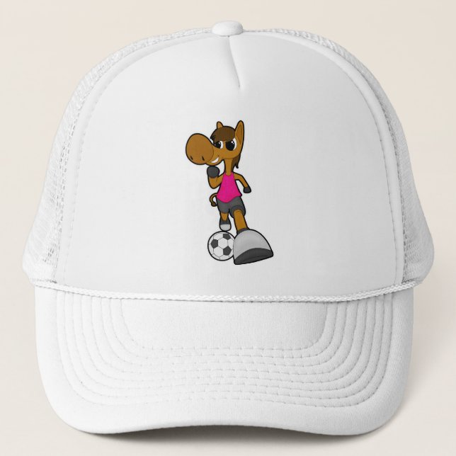Casquette Cheval comme joueur de football avec balle de foot (Devant)