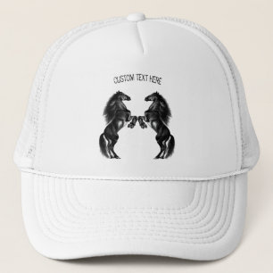 Casquette Cheval sauvage noir droit - Ajoutez votre texte / 