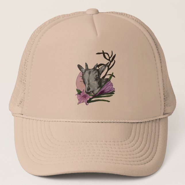 Casquette Chèvre et fleurs (Devant)