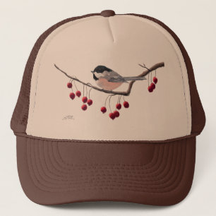 Casquette CHICKADEE & BERRIES ROUGES par SHARON SHARPE