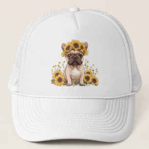 Casquette Chien À Balle Français Entouré De Tournesols