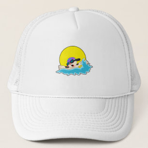 Casquette Chien à la natation avec lunettes de natation