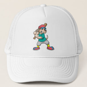 Casquette Chien au baseball avec batte de baseball