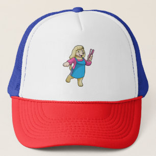 Casquette Chien comme coiffeur avec peigne